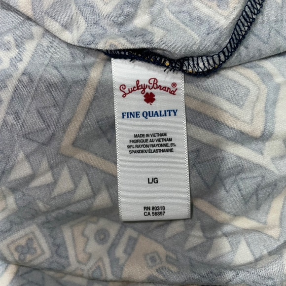 Lucky Brand Geometric/Aztec 3/4 Sleeve Surplice V-Neck Faux Wrap Mini Dress Sz L - Picture 13 of 15